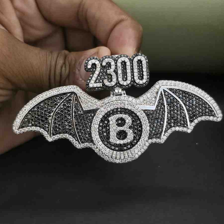 Unique Custom Iced Out Bat Man Hip Hop Diamond Pendant Alternate View