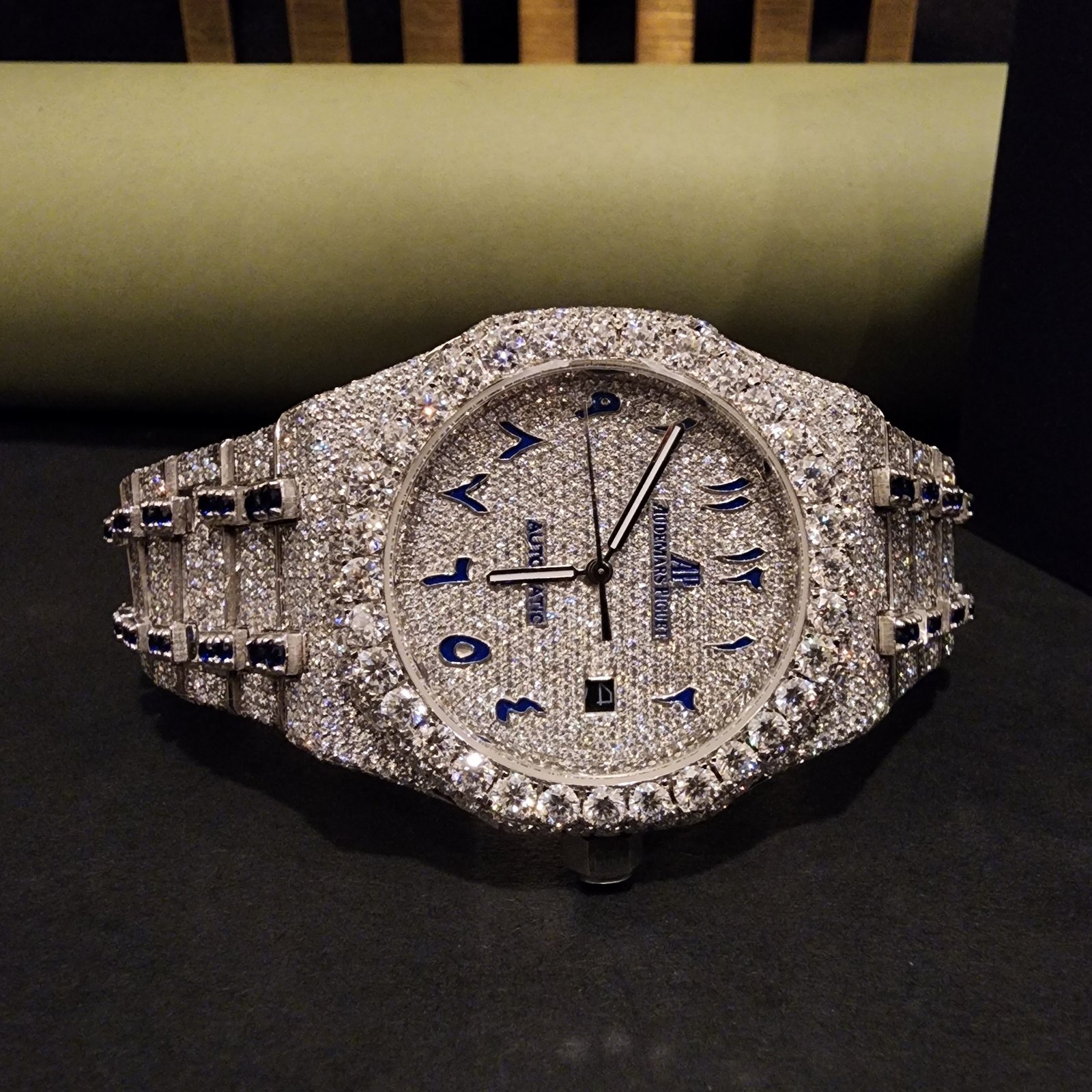 Elegant Full Iced Out Custom Pave Dial Diamond Watch