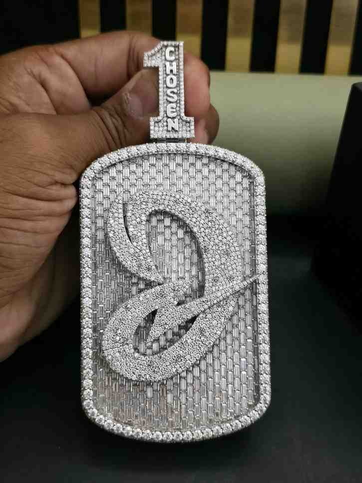 Custom Iced Out Letter Pendant With Diamond Bail Alternate View