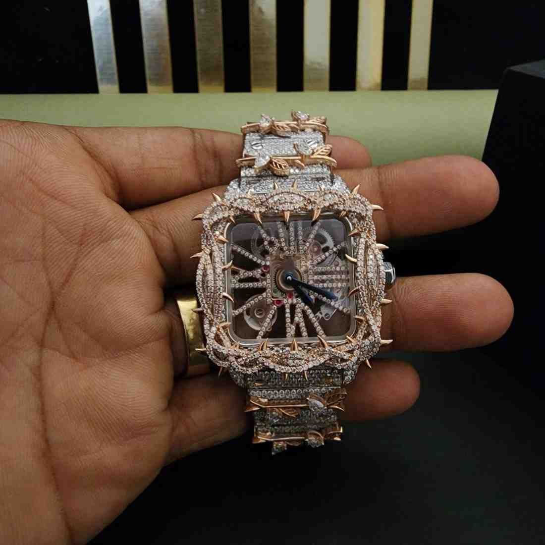 Full Iced Out Throne Unique Designer Diamond Watch Alternate View