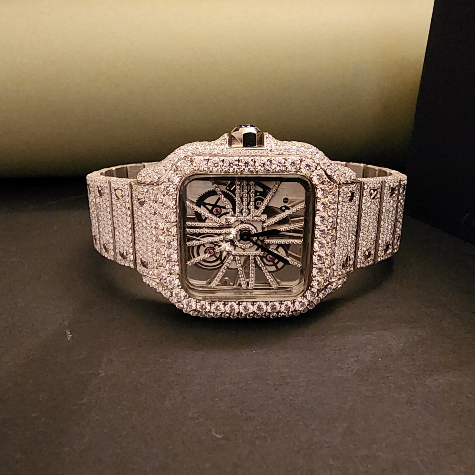 Square Shape Fully Iced Out Custom Diamond Watch