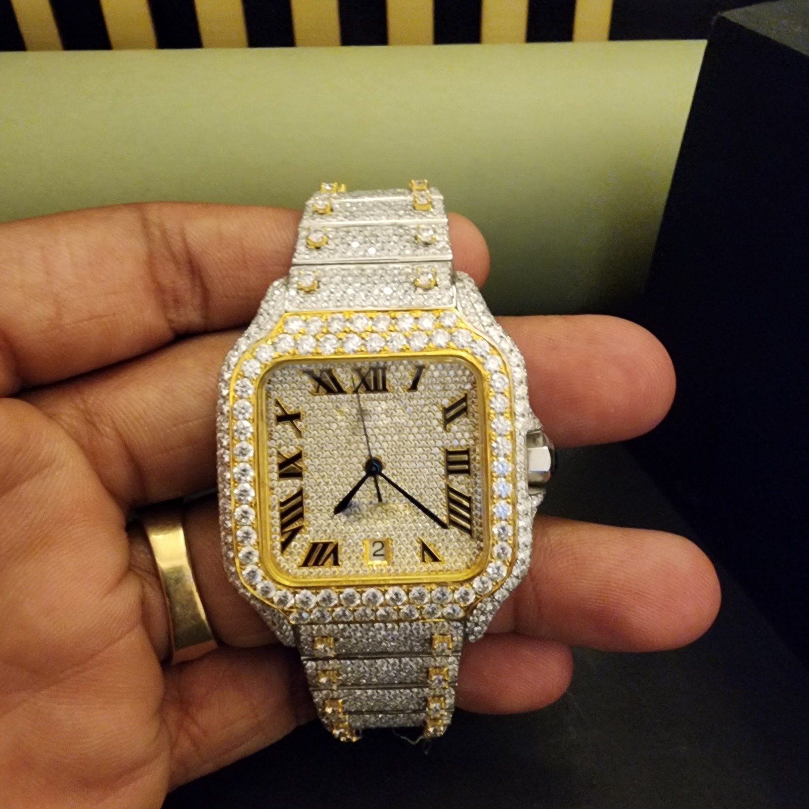 Luxury Full Iced Out Yellow And White Two Tone Diamond Watch Alternate View