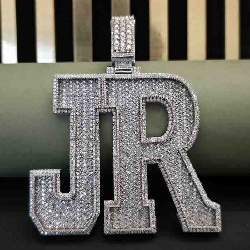 Full Iced Out JR Custom Letter Hip Hop Diamond Pendant