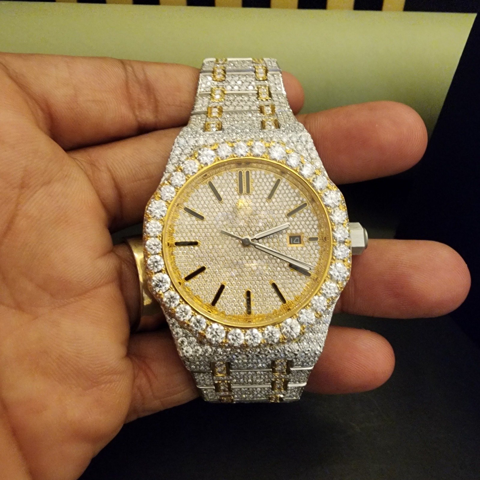 Men's Two Tone Full Iced Out Custom Diamond Watch Alternate View