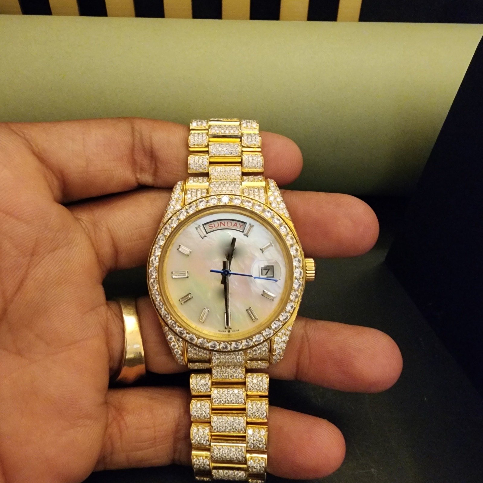 Yellow And White Two Tone Custom Diamond Watch Alternate View