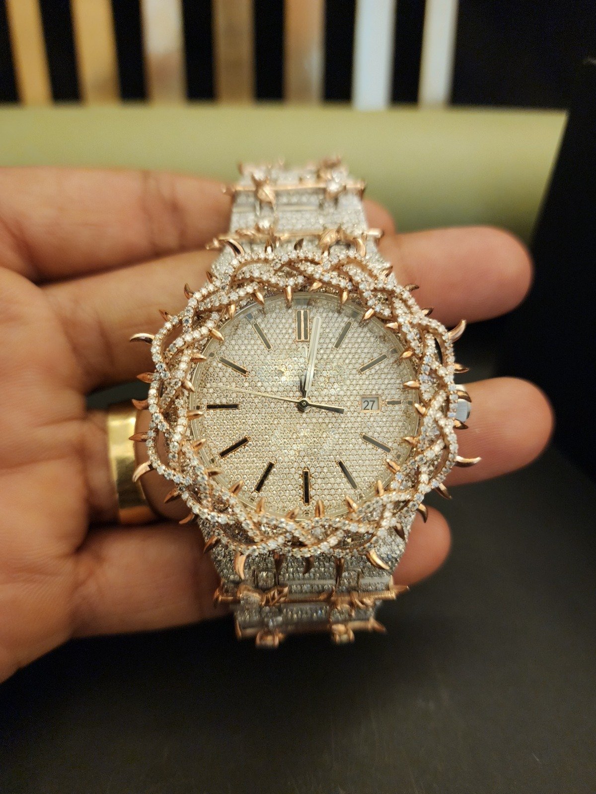 Custom Full Iced Out Throne Designer Diamond Watch Alternate View