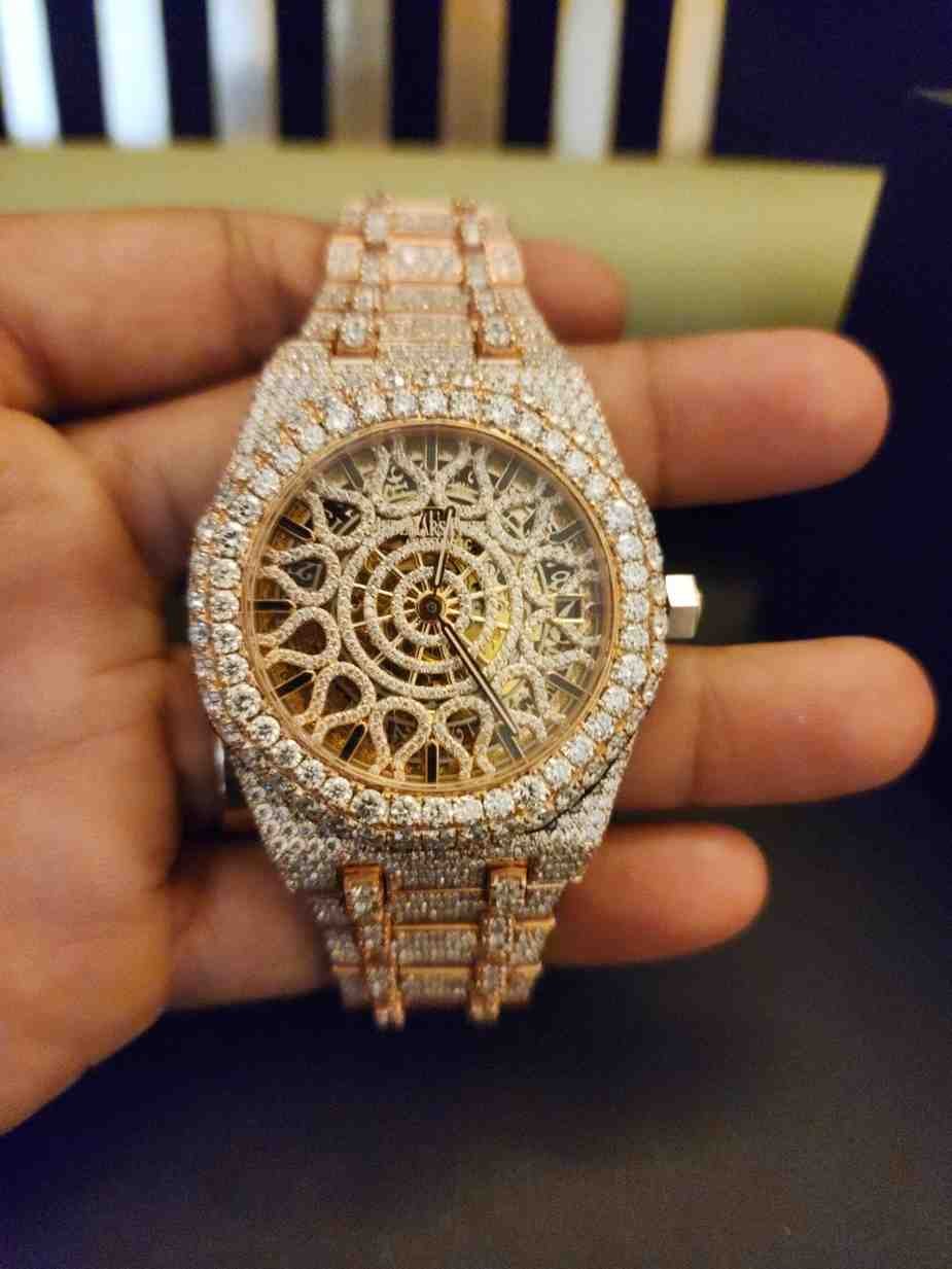 Men's Fully Iced Out Two Tone Custom Diamond Watch Alternate View