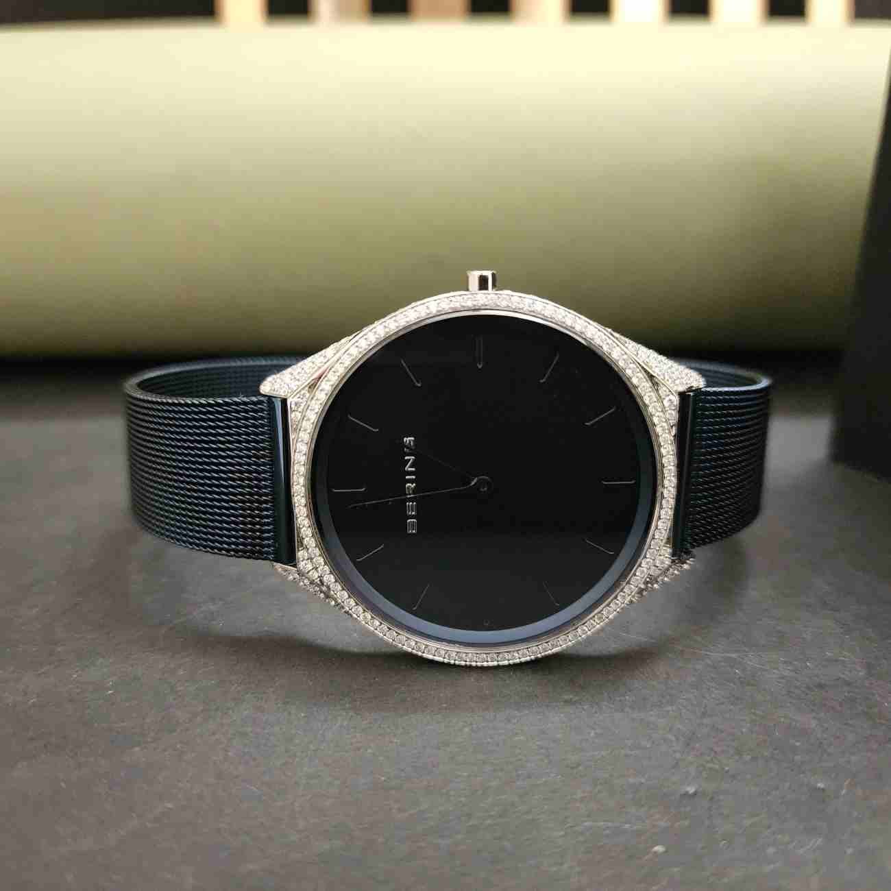 Half Iced Out Blue Rubber Custom Diamond Watch