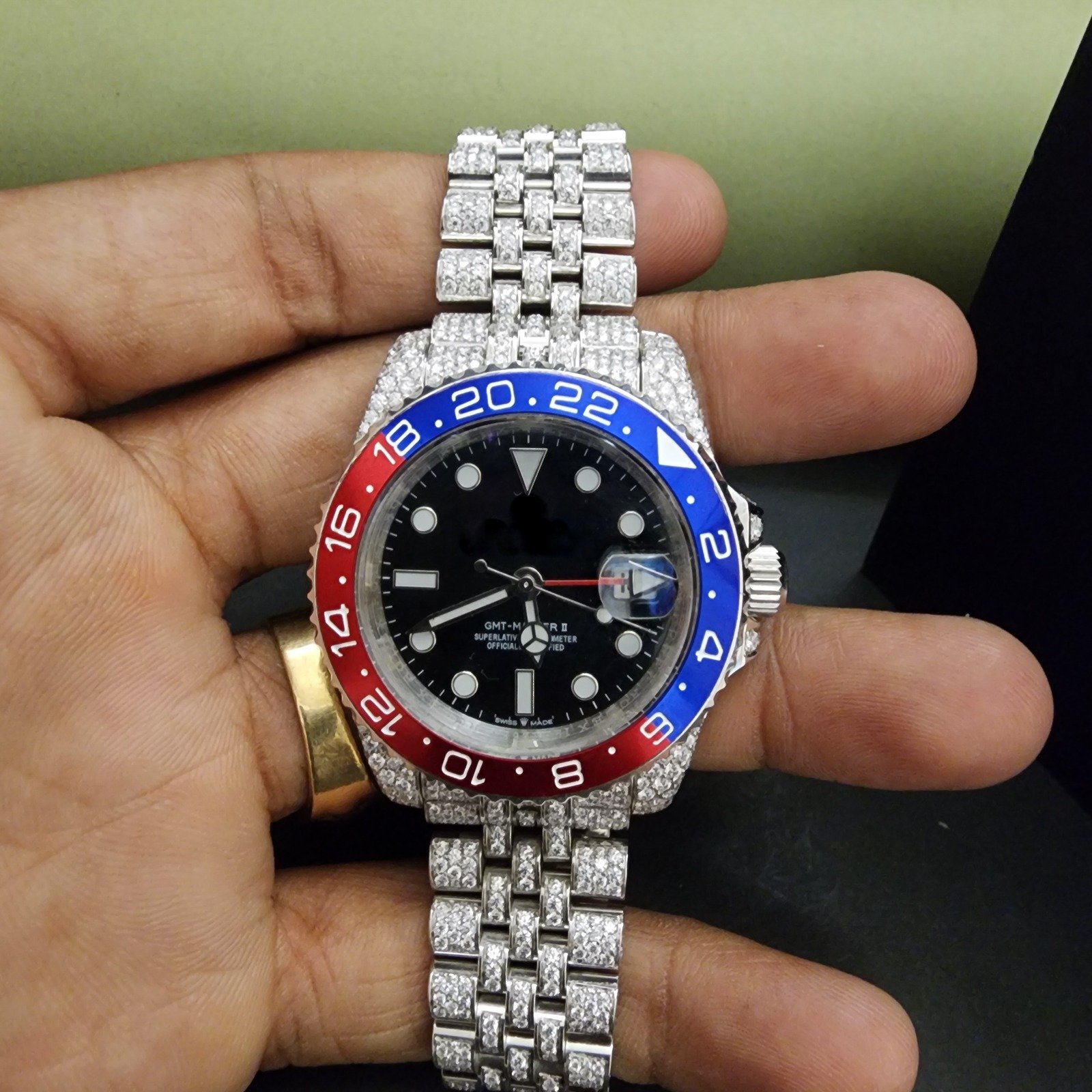 Exclusive Full Iced Out Black Dial Diamond Watch Alternate View