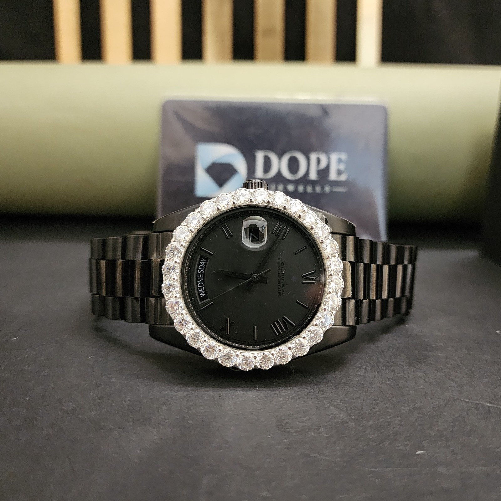 Classic Custom Half Iced Out Diamond Watch Alternate View
