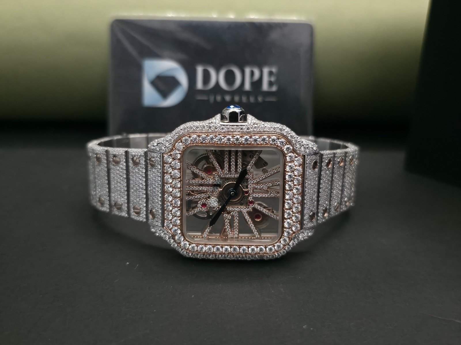 Premium Full Iced Out Two Tone Custom Pave Diamond Watch