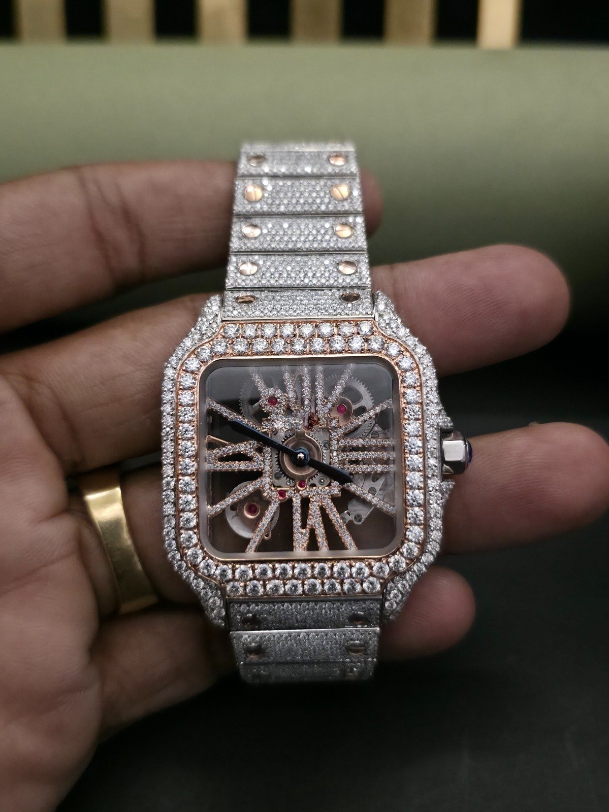 Premium Full Iced Out Two Tone Custom Pave Diamond Watch Alternate View