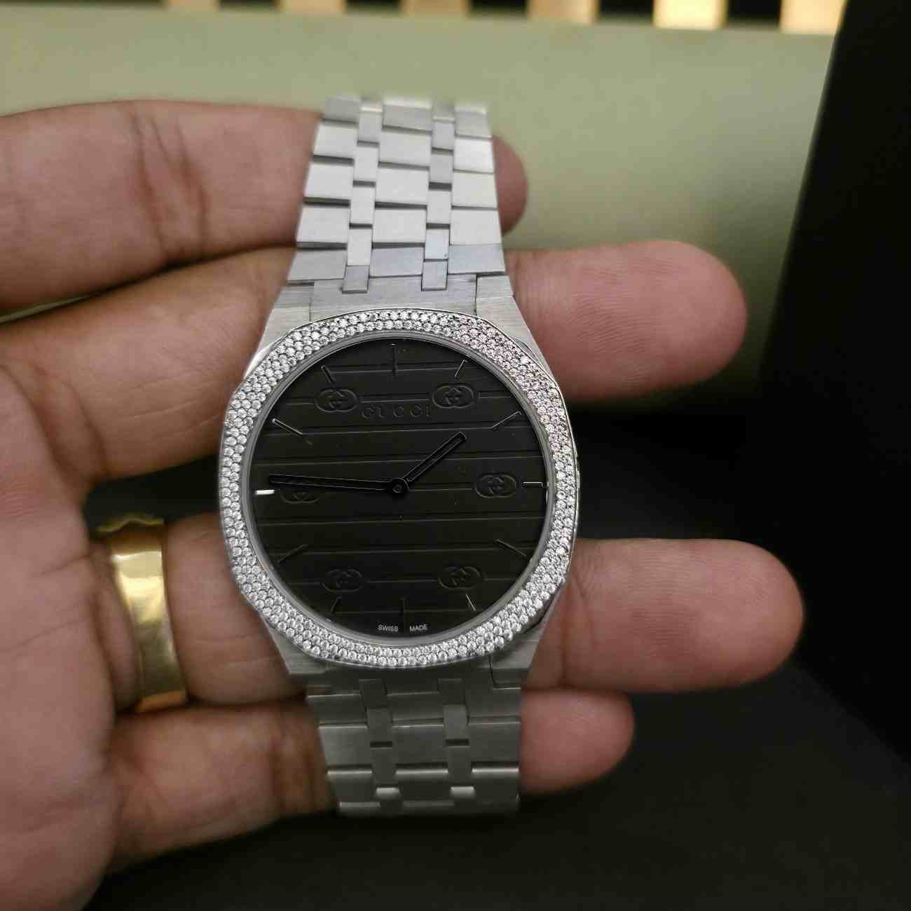 Elegant Half Iced Out Customized Diamond Watch Alternate View