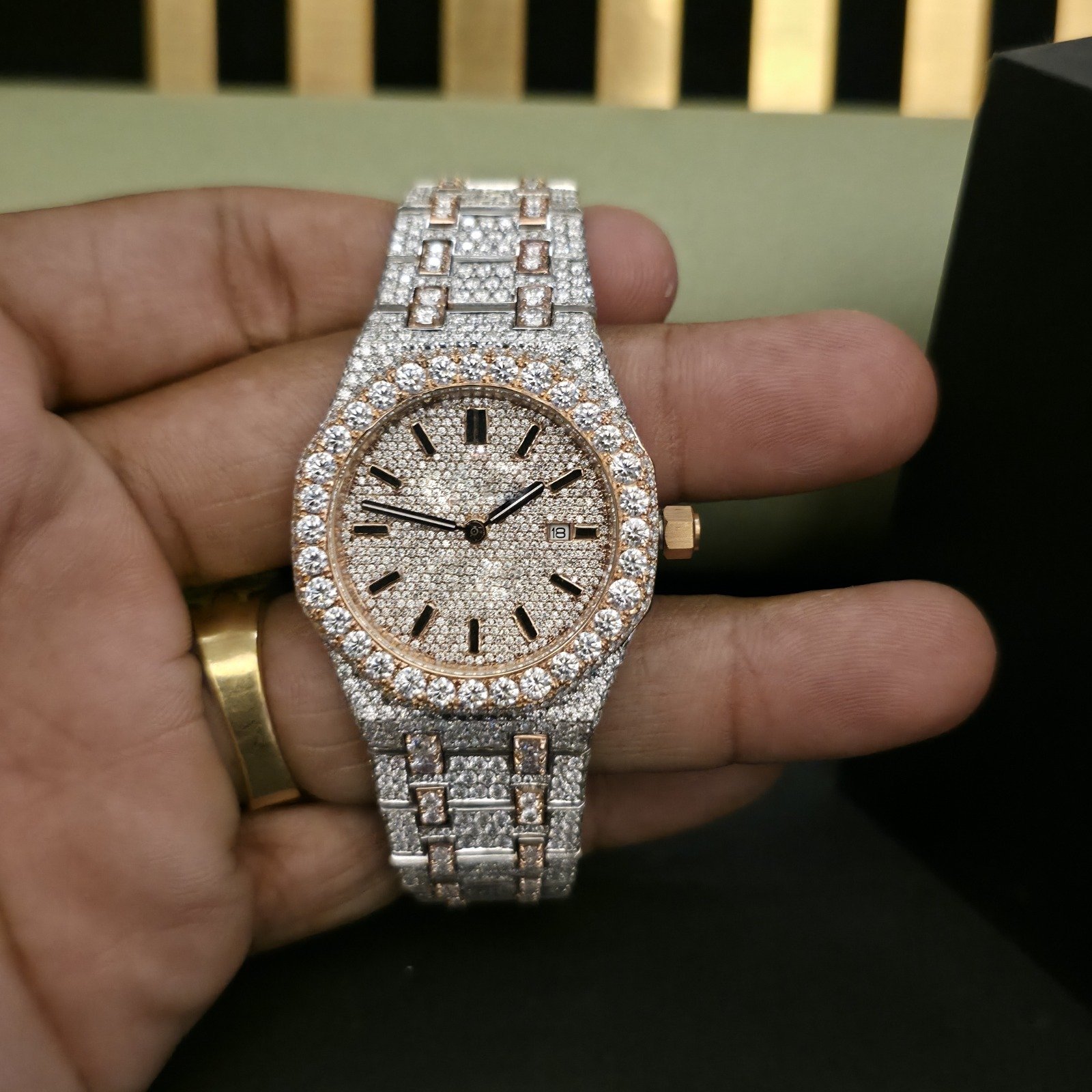 Luxury Custom Two Tone Full Iced Out Diamond Watch For Him Alternate View