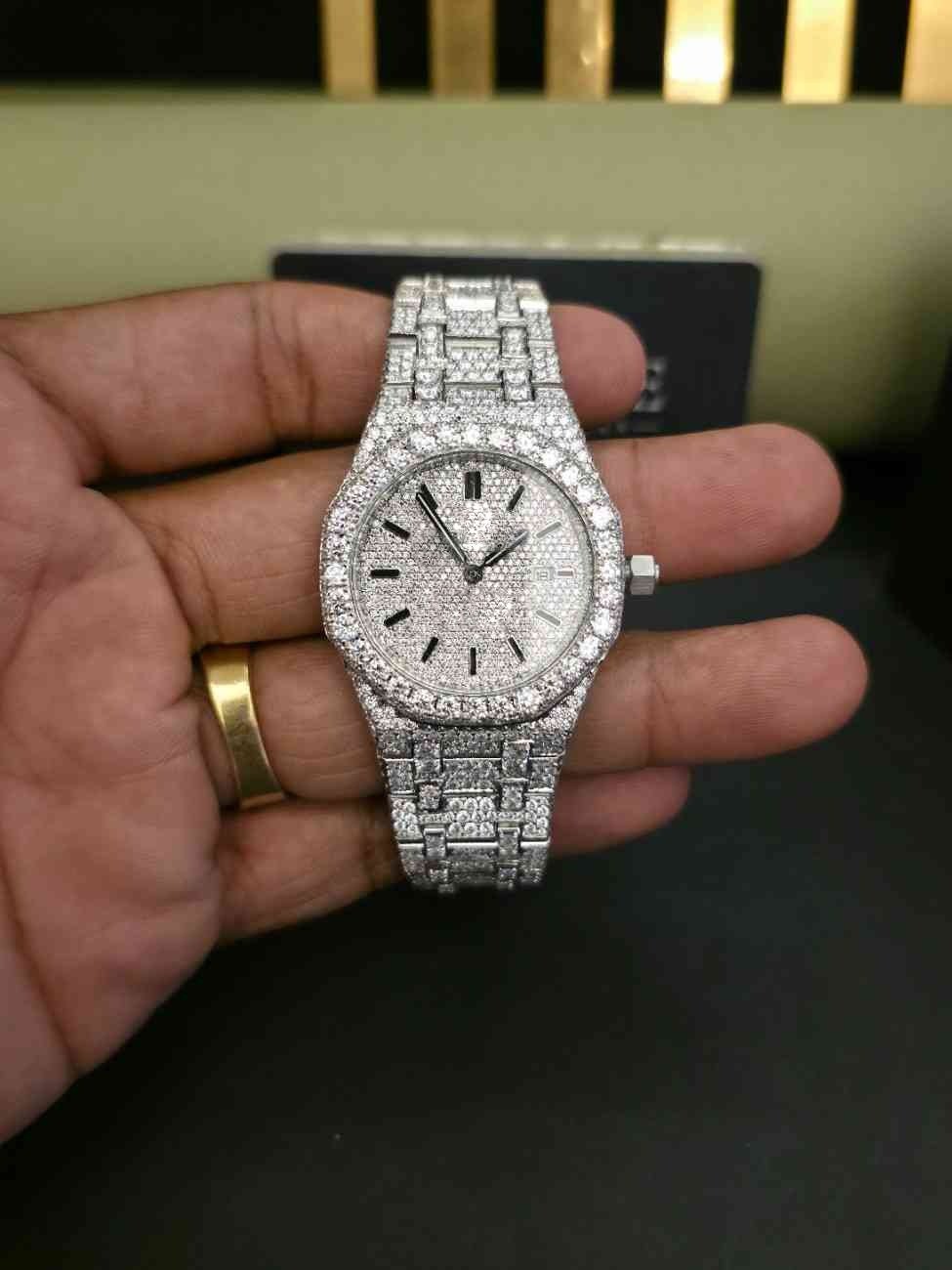 Fully Iced Out Custom Diamond Watch For Him Alternate View