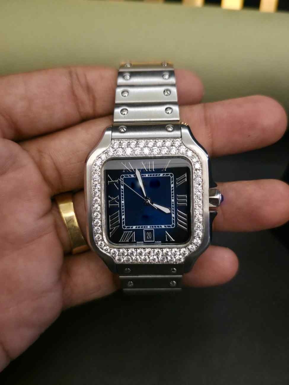 Exclusive Half Iced Out Custom Diamond Watch With Roman Dial Alternate View