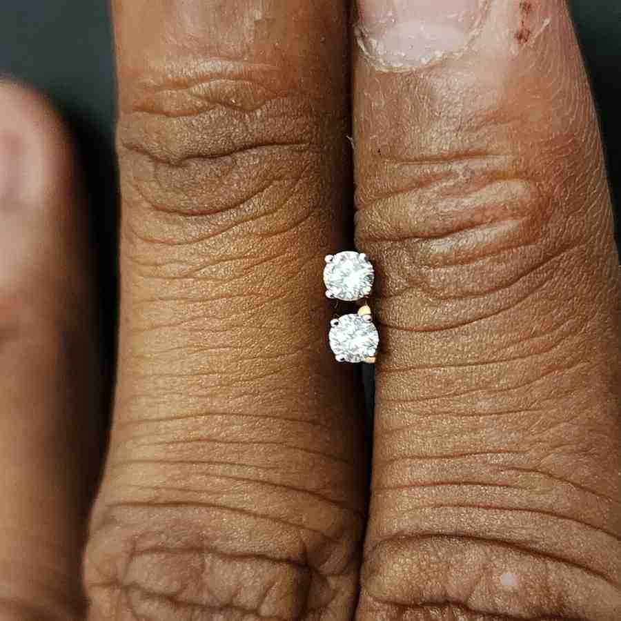 Solitaire Round Cut Elegant Stud Earring Alternate View