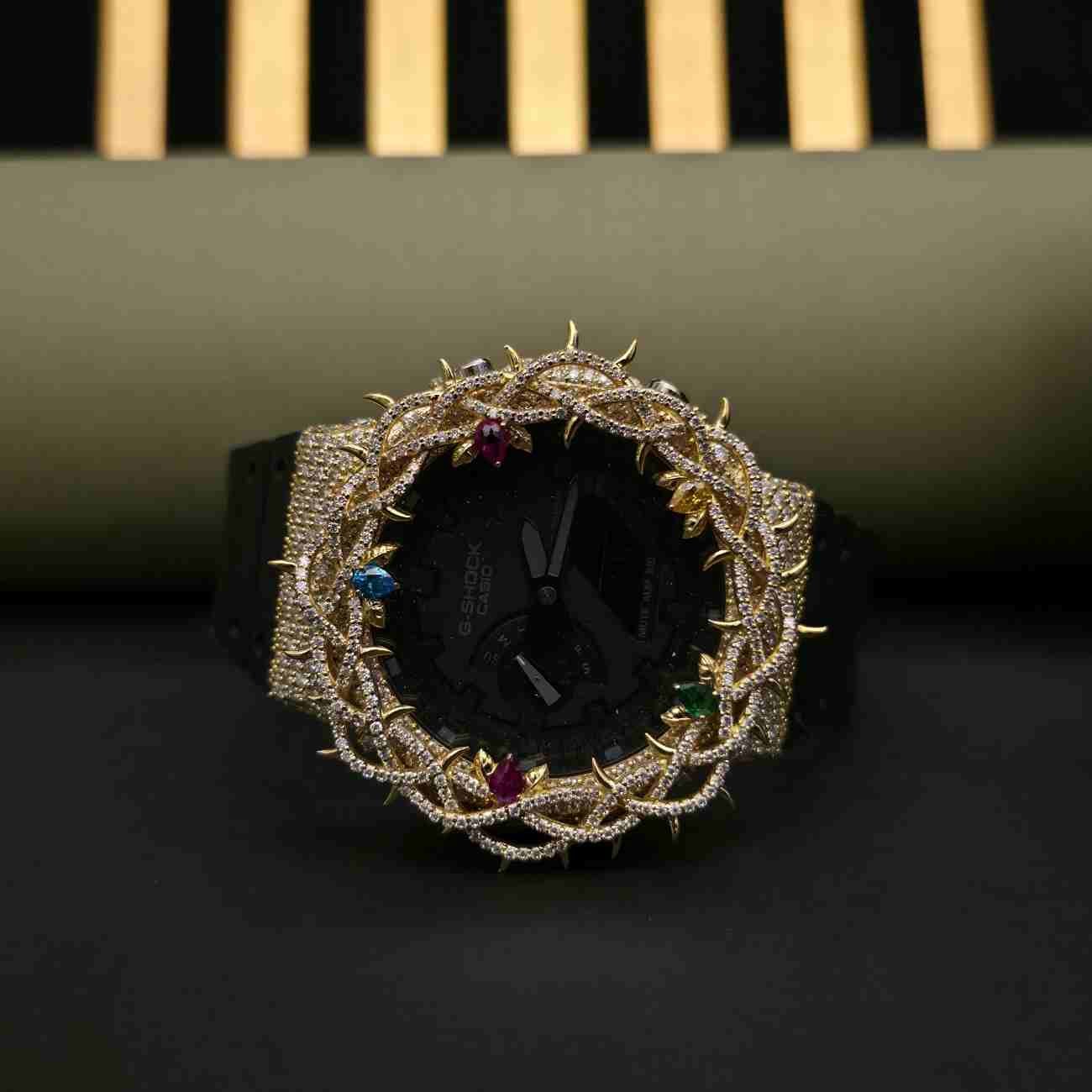 Unique Designer Half Iced Out Black Dial Custom Diamond Case