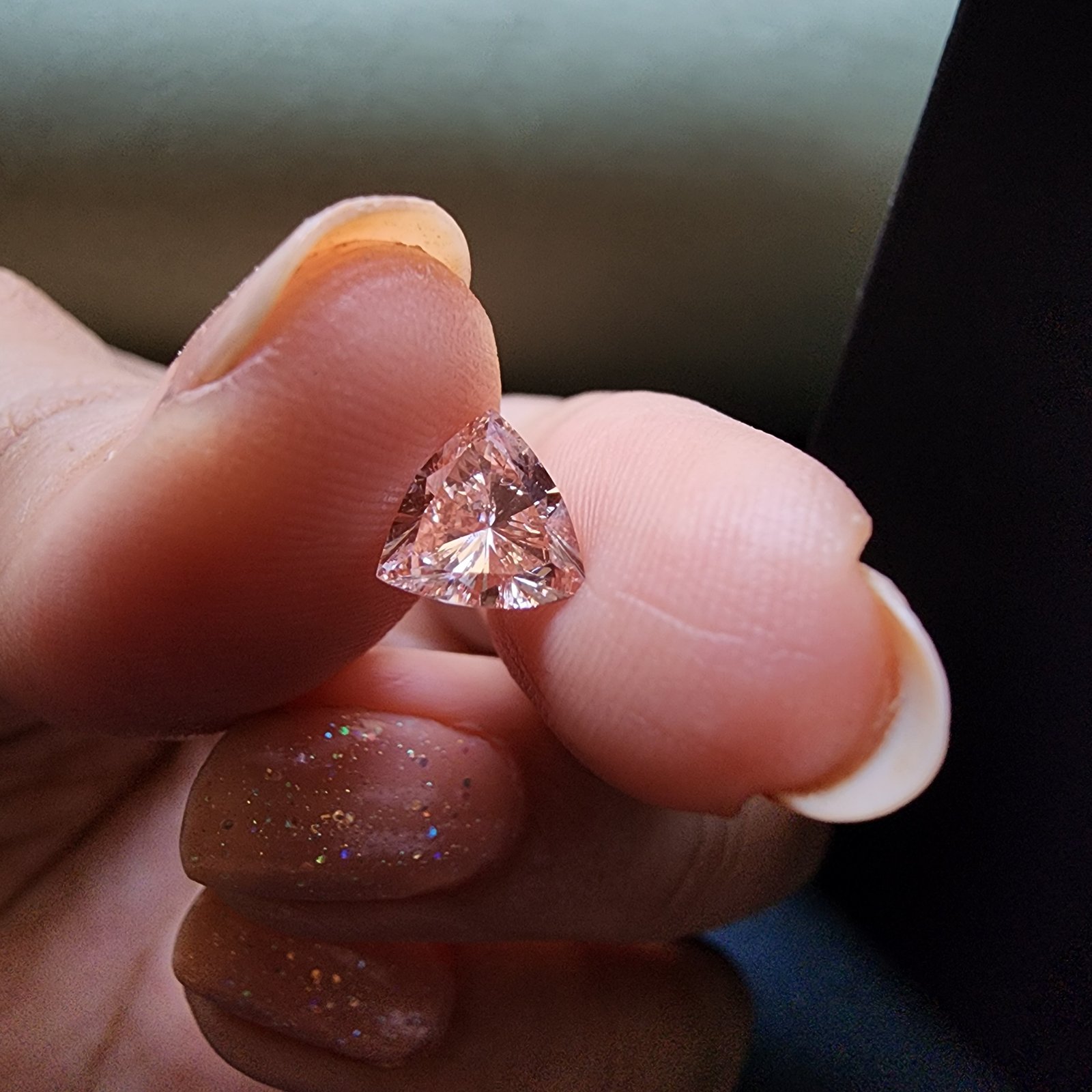 Stunning 1.0CT Premium Fancy Pink Trillion Cut Lab Grown CVD Diamonds Alternate View