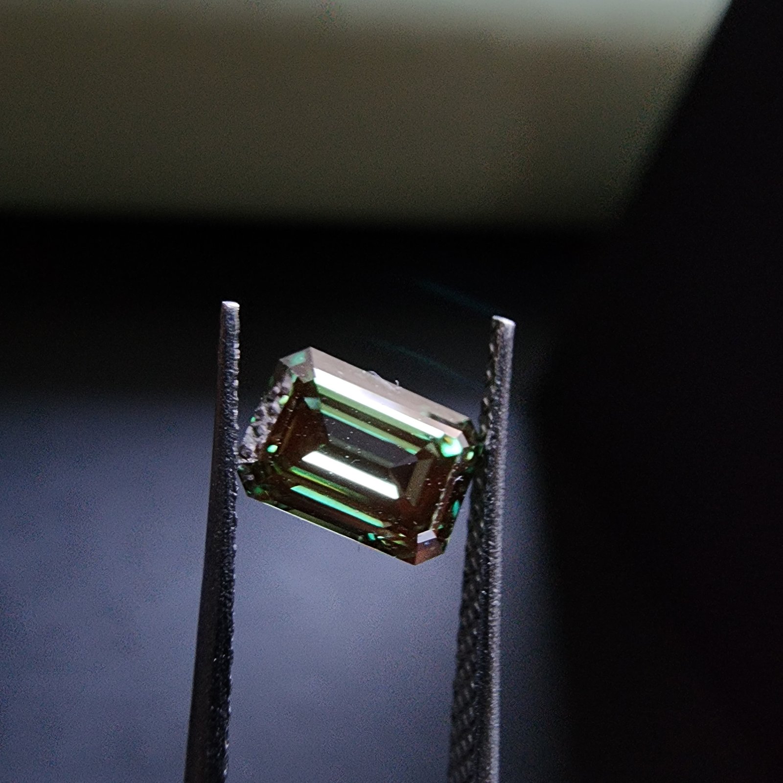 0.92CT Fancy Green Color CVD Lab Grown Emerald Cut Diamond