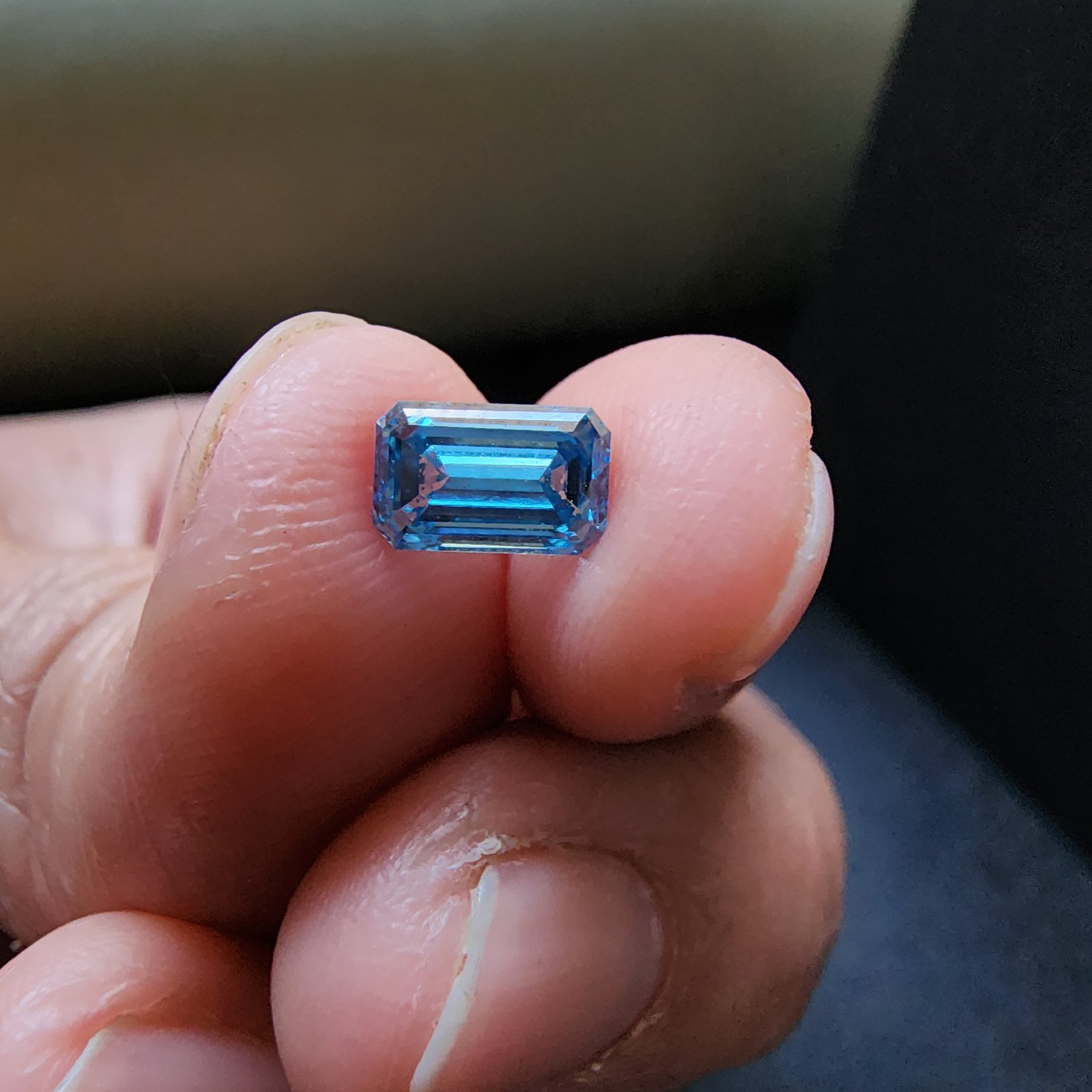 Elegant 0.80CT Blue Color Lab-Grown Emerald Cut Fancy Diamond Gem IGI Certified Alternate View
