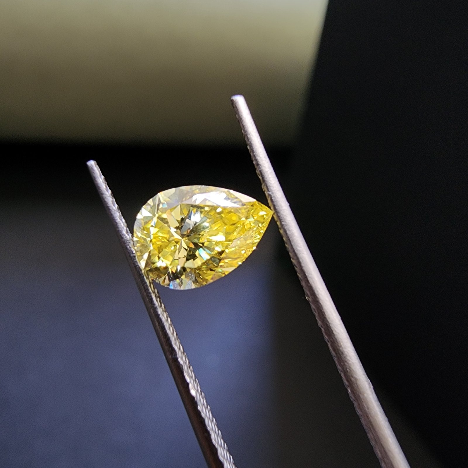 Elegant 0.72CT Solitaire Pear Fancy Yellow Lab Grown Diamond