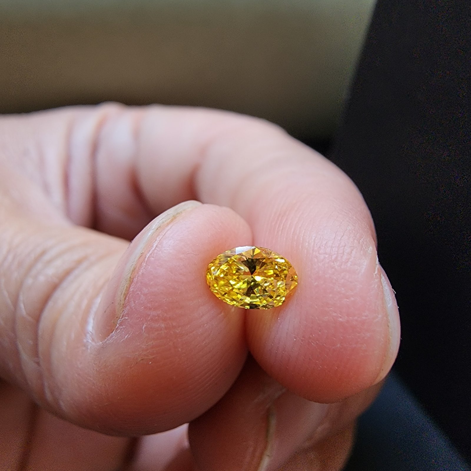 Elegant 0.37CT Fancy Yellow Color Oval Cut CVD Lab Grown Diamond Alternate View