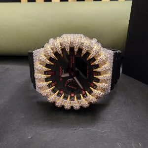 Stunning Moissanite Watch Rubber Band Unique Half Throne