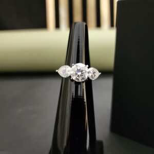 Pretty Moissanite Three Stone Ring