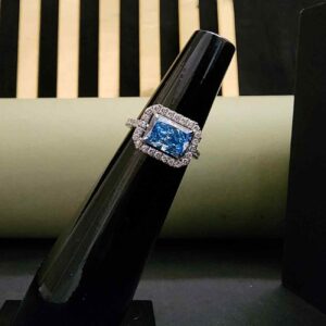 Elegant Blue Radiant Diamond Ring
