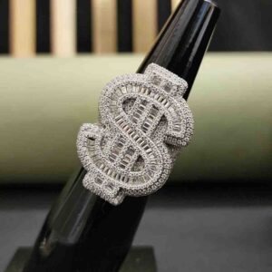 Unique Stylish Elegant Iced-Out Customized Dollar Sign Ring