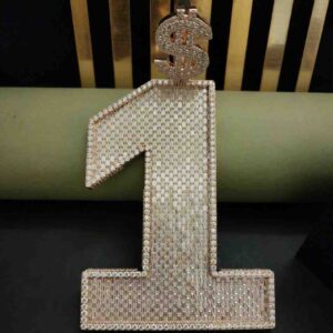 Elegant Iced Out Number 1 Dollar Sign Stainless Steel Hip Hop Pendant