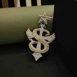 Iced S Letter Cross Pendant Star Bail Customized Letter Pendant