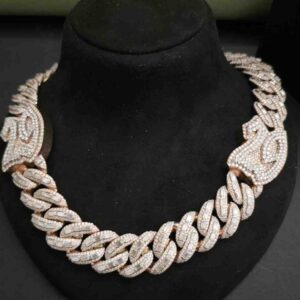 Luxury Full Iced Out Rose Gold Plated Cuban Chain